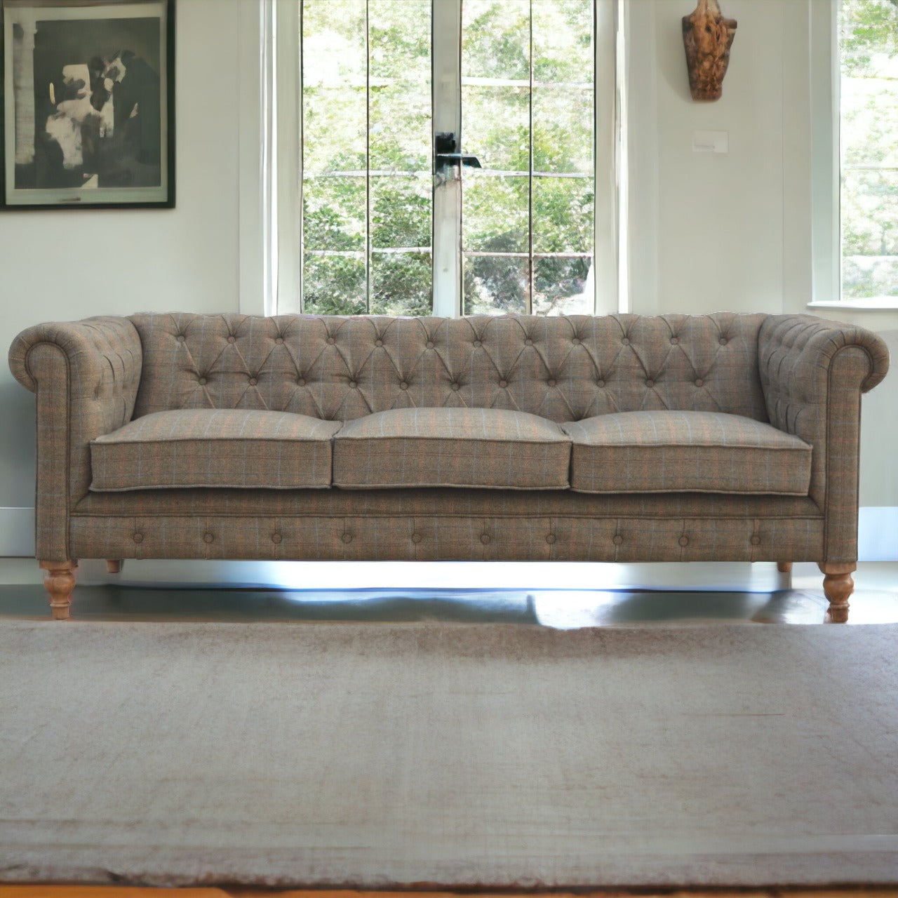 Chesterfield 3 places en tweed multicolore