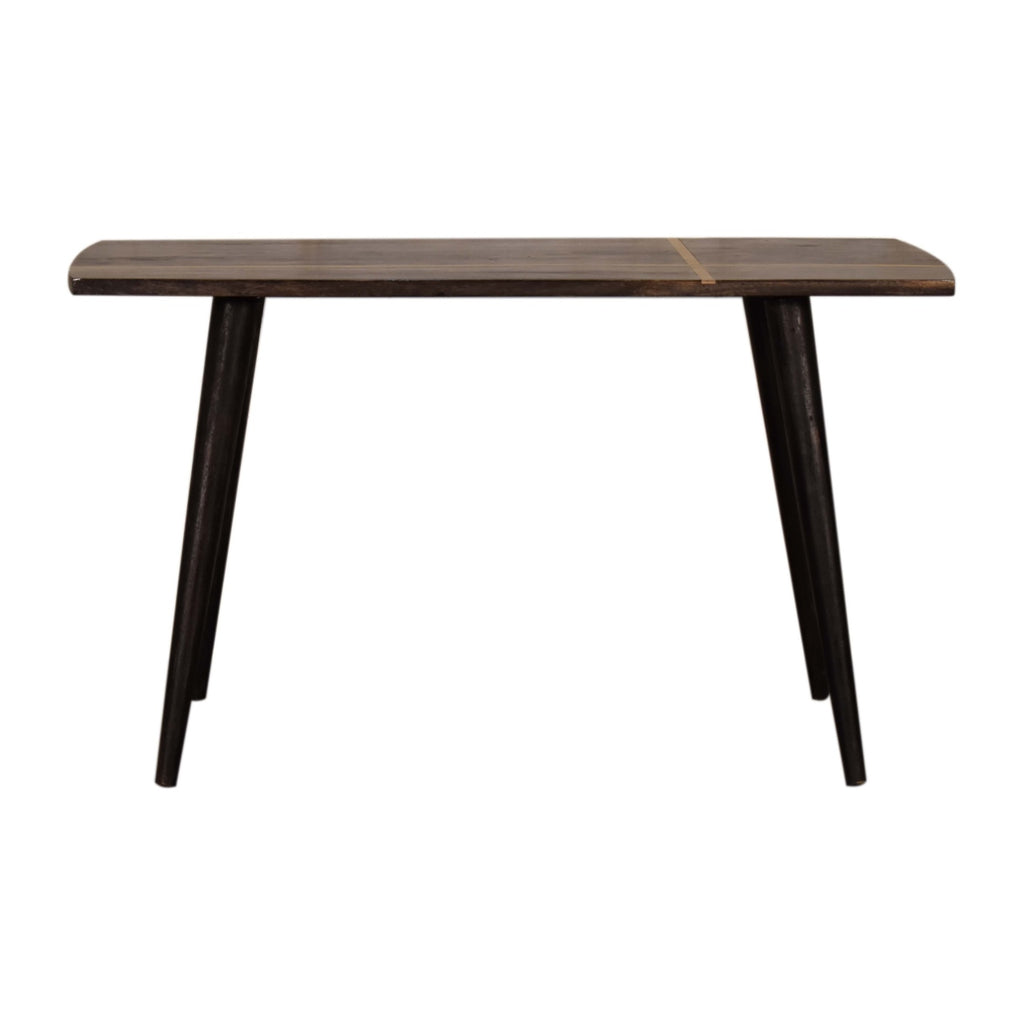 Table basse en frêne noir incrustée de laiton