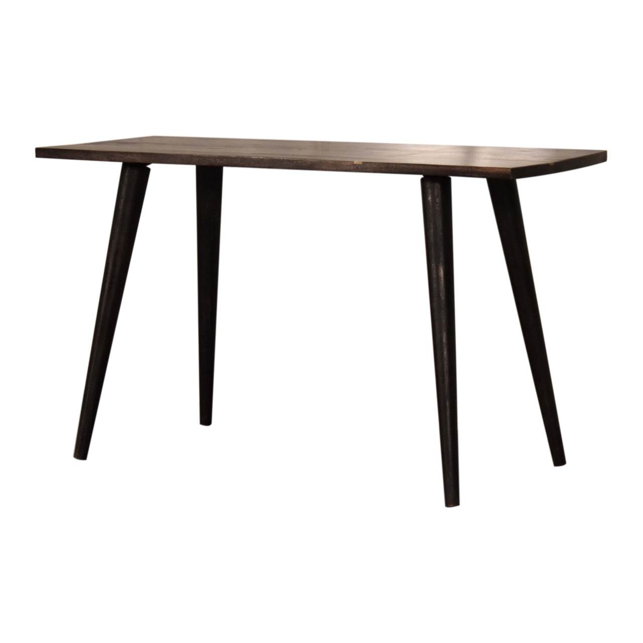 Table basse en frêne noir incrustée de laiton