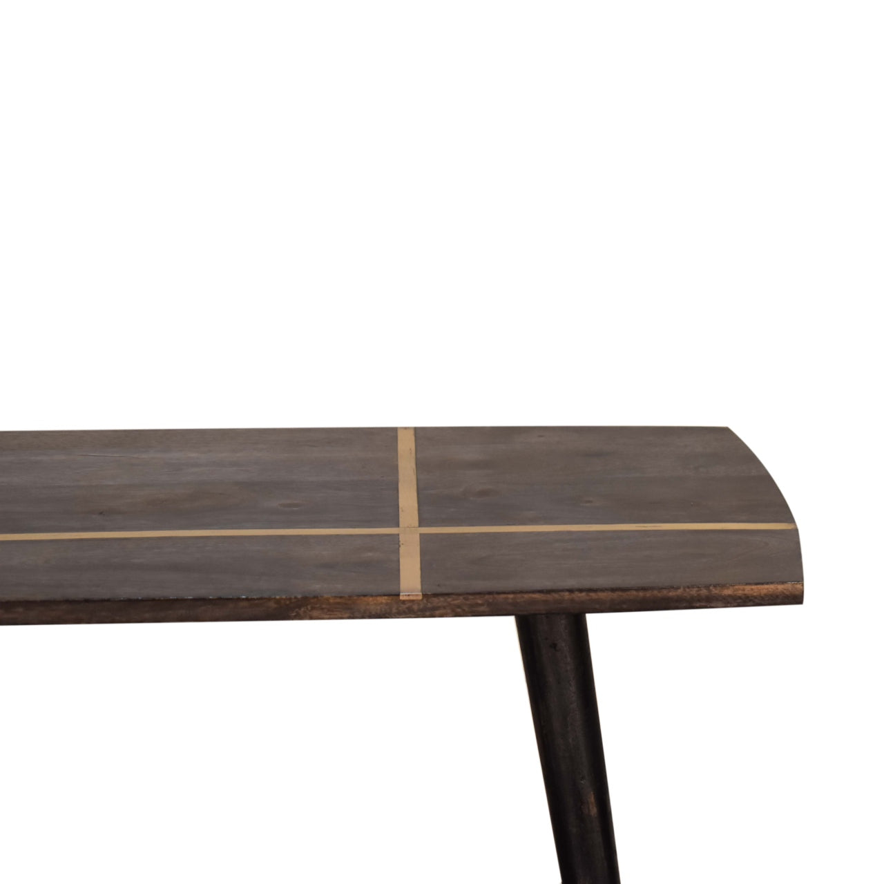 Table basse en frêne noir incrustée de laiton