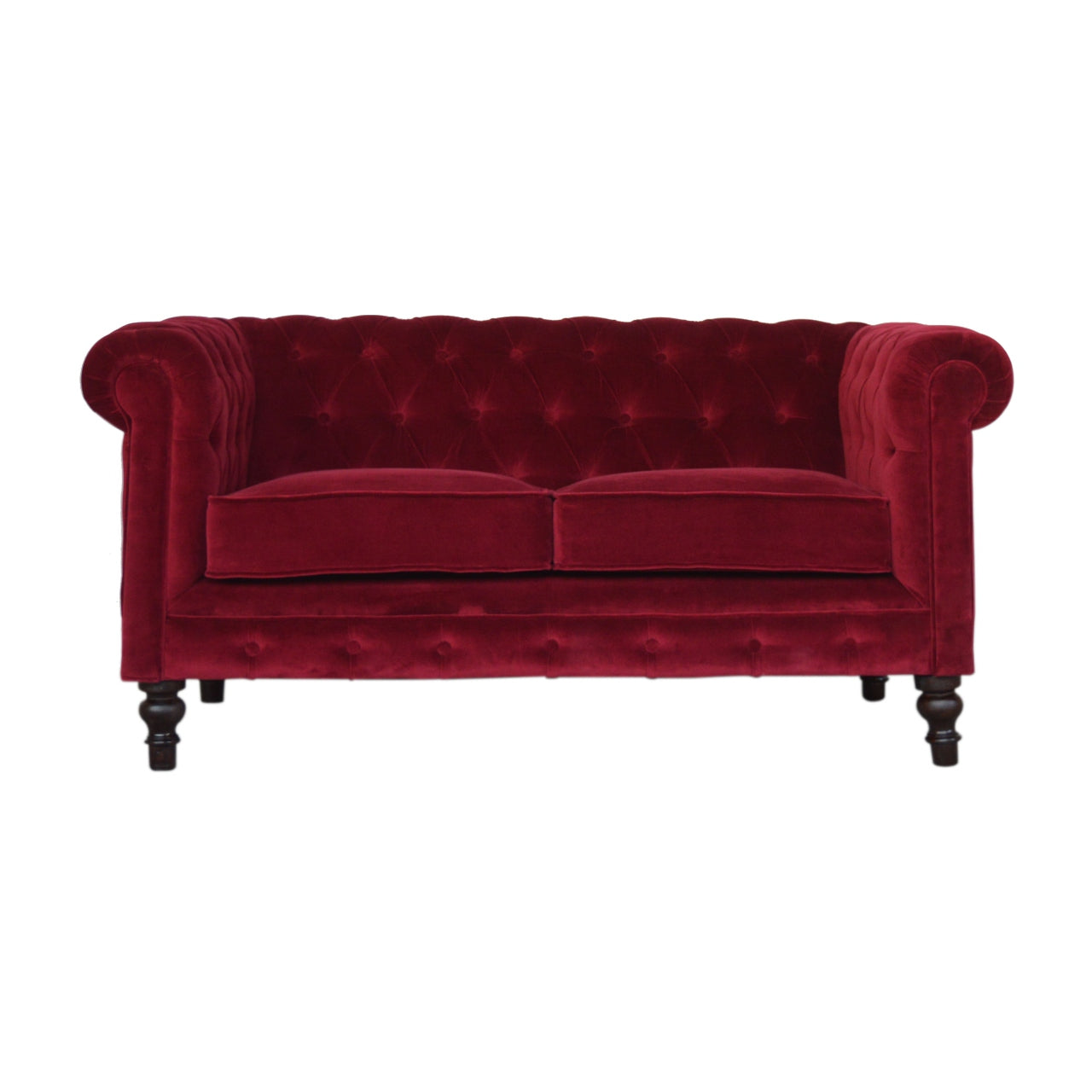 Canapé Chesterfield en velours rouge bordeaux