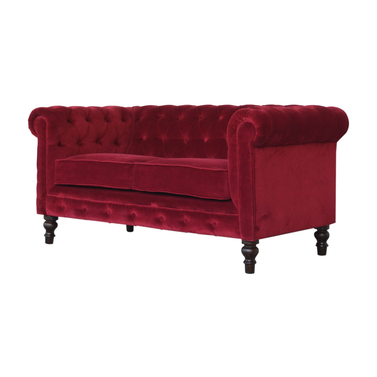 Canapé Chesterfield en velours rouge bordeaux