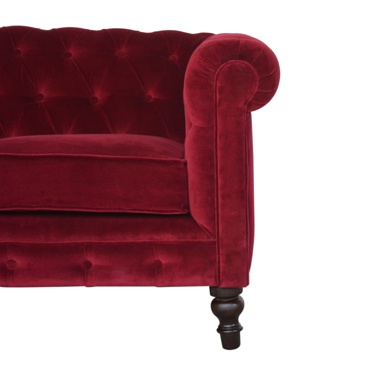 Canapé Chesterfield en velours rouge bordeaux