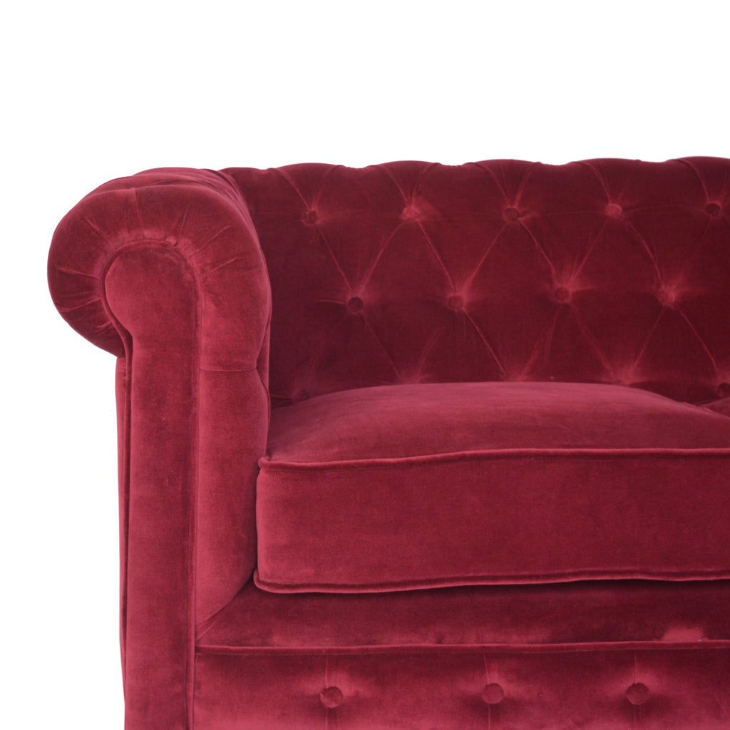 Canapé Chesterfield en velours rouge bordeaux