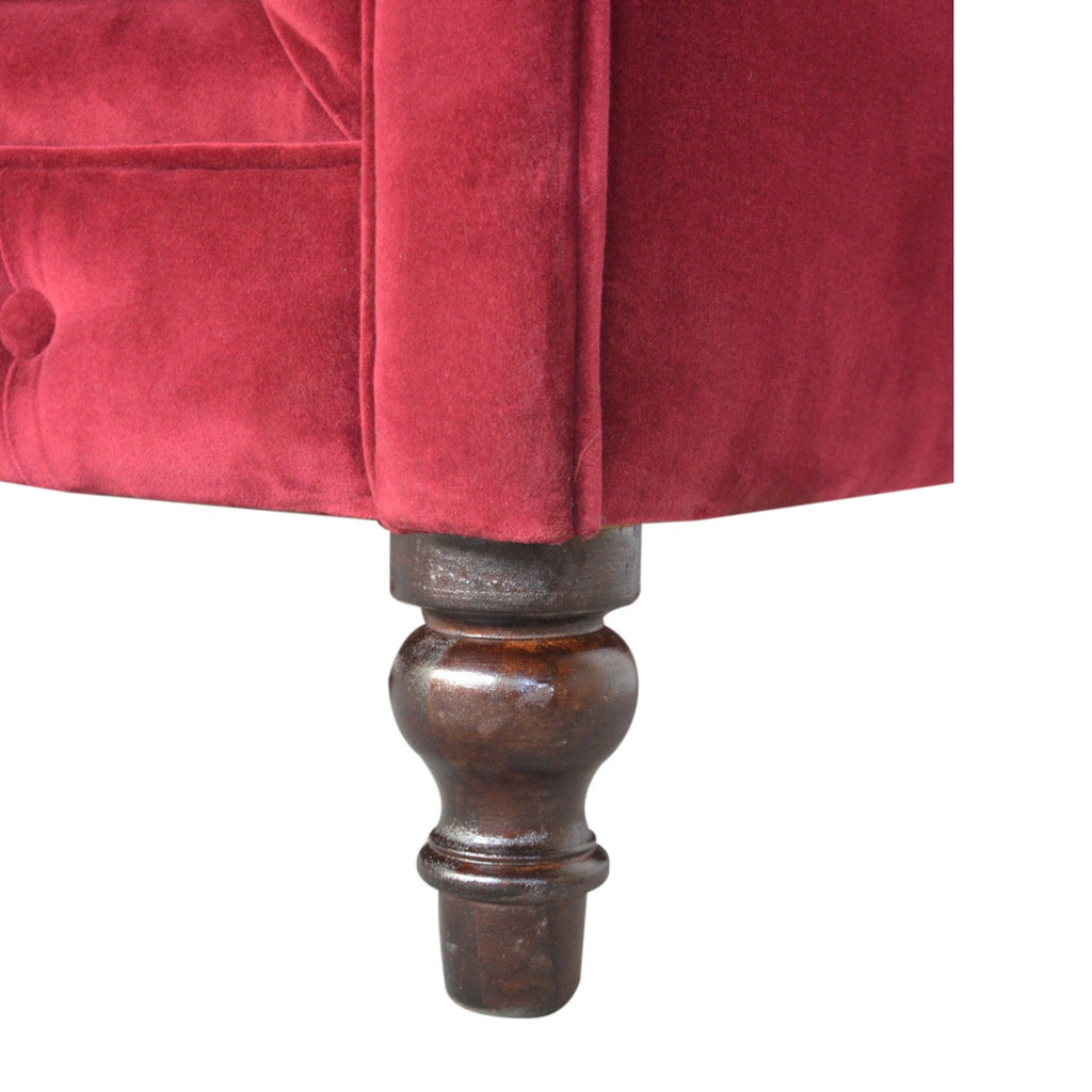 Canapé Chesterfield en velours rouge bordeaux
