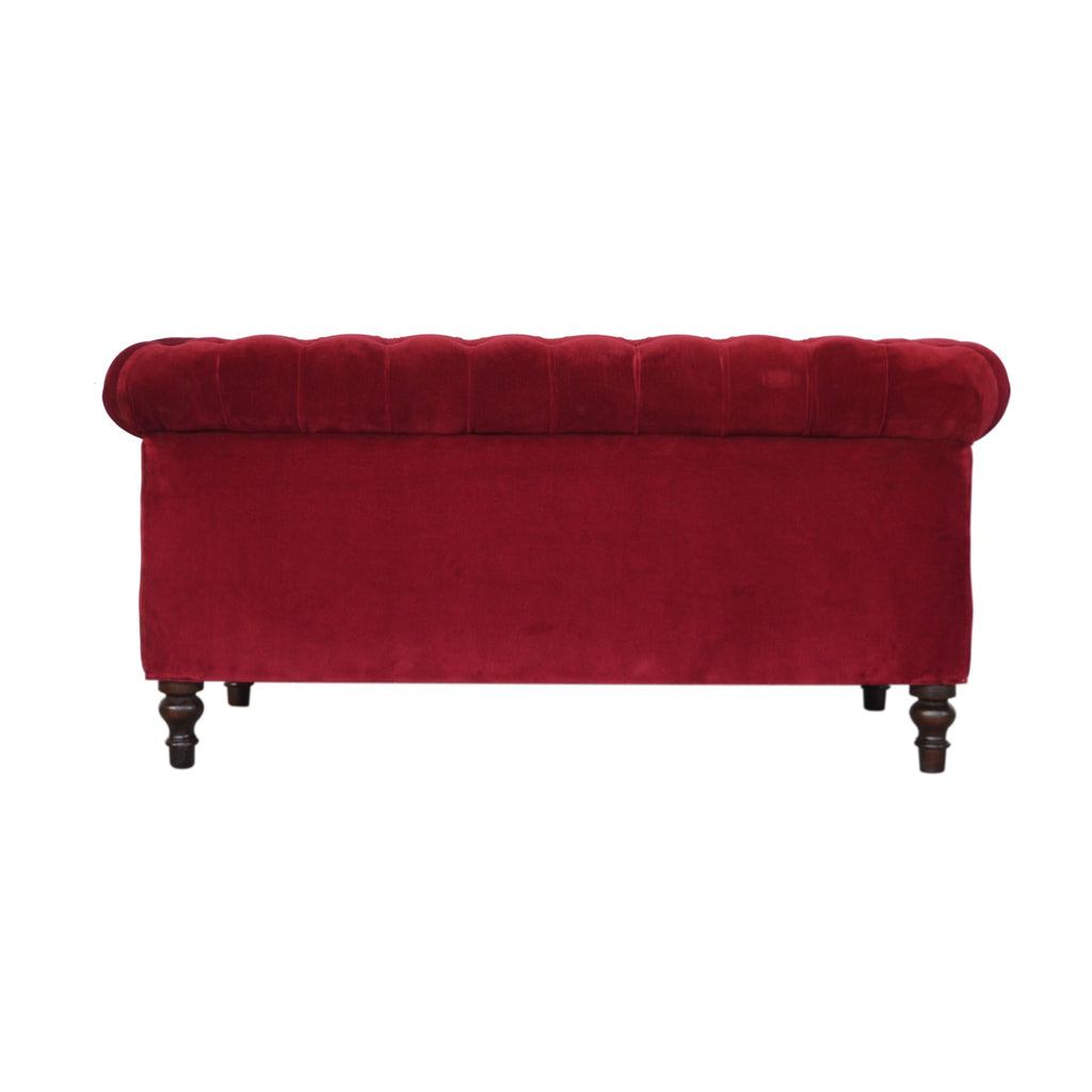 Canapé Chesterfield en velours rouge bordeaux