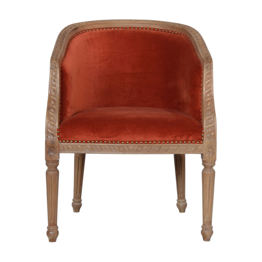 Fauteuil d'appoint en velours rouille