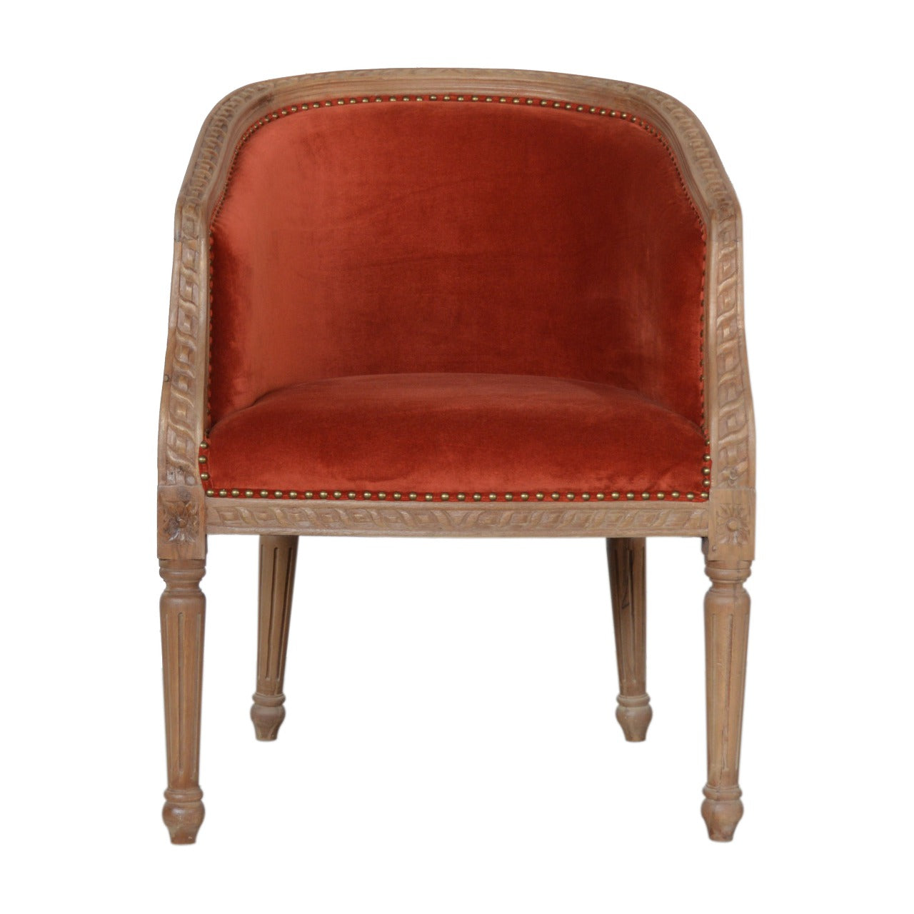 Fauteuil d'appoint en velours rouille