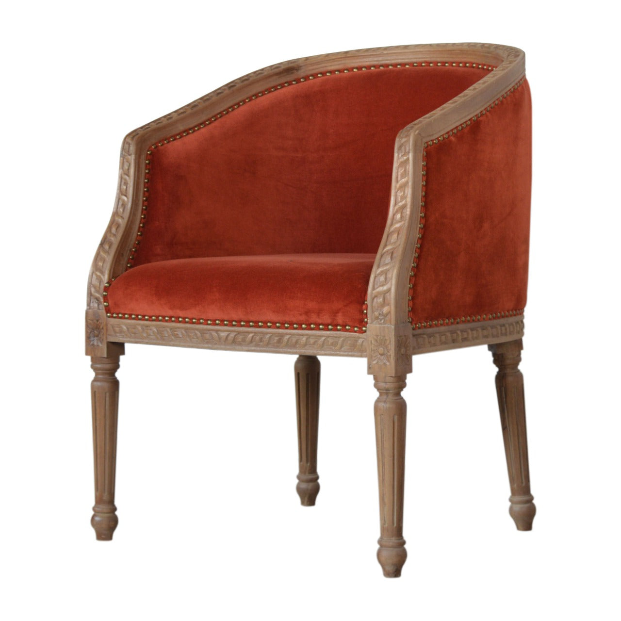 Fauteuil d'appoint en velours rouille