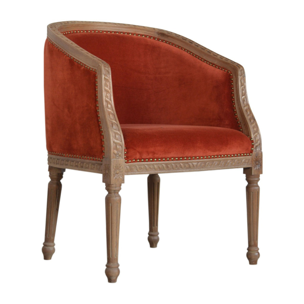Fauteuil d'appoint en velours rouille