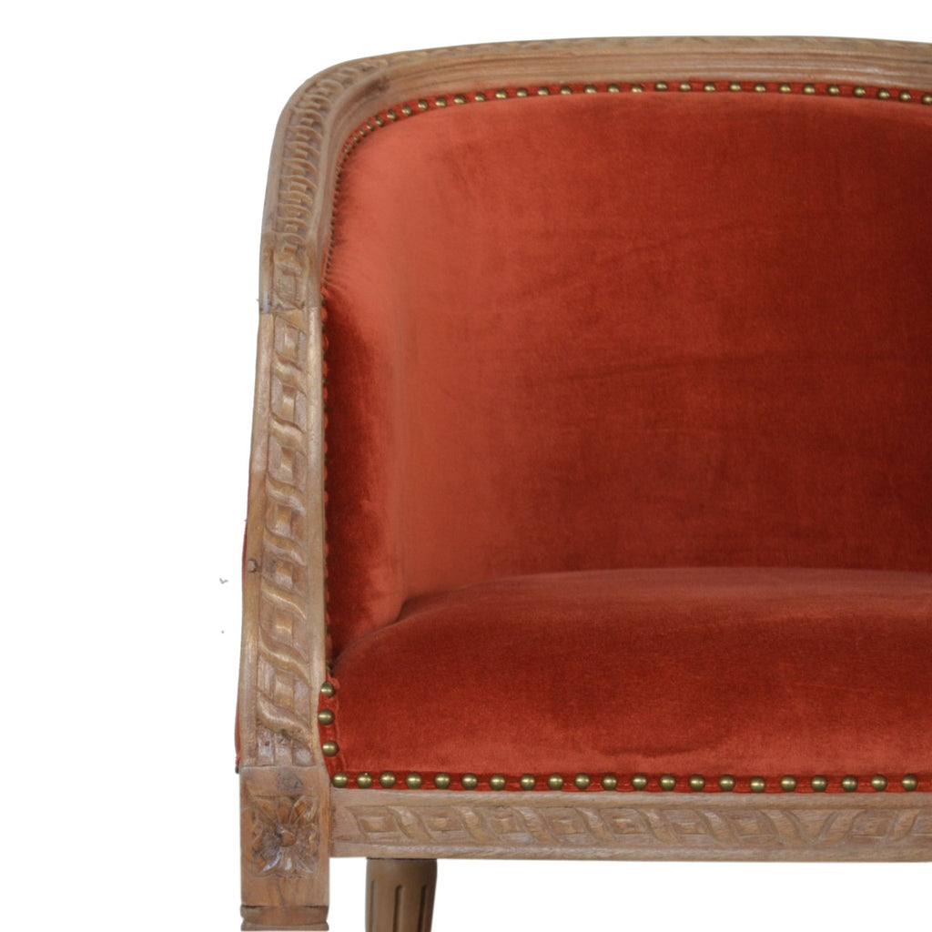 Fauteuil d'appoint en velours rouille