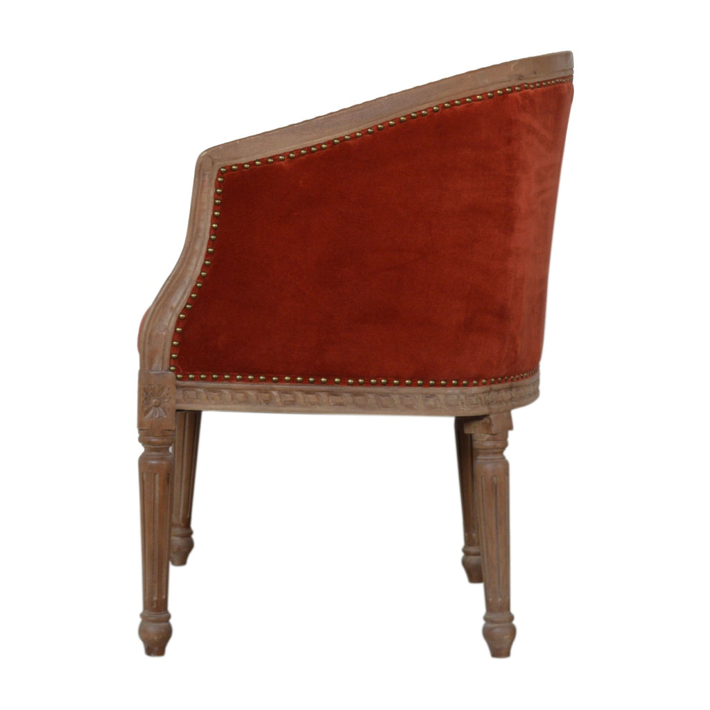 Fauteuil d'appoint en velours rouille