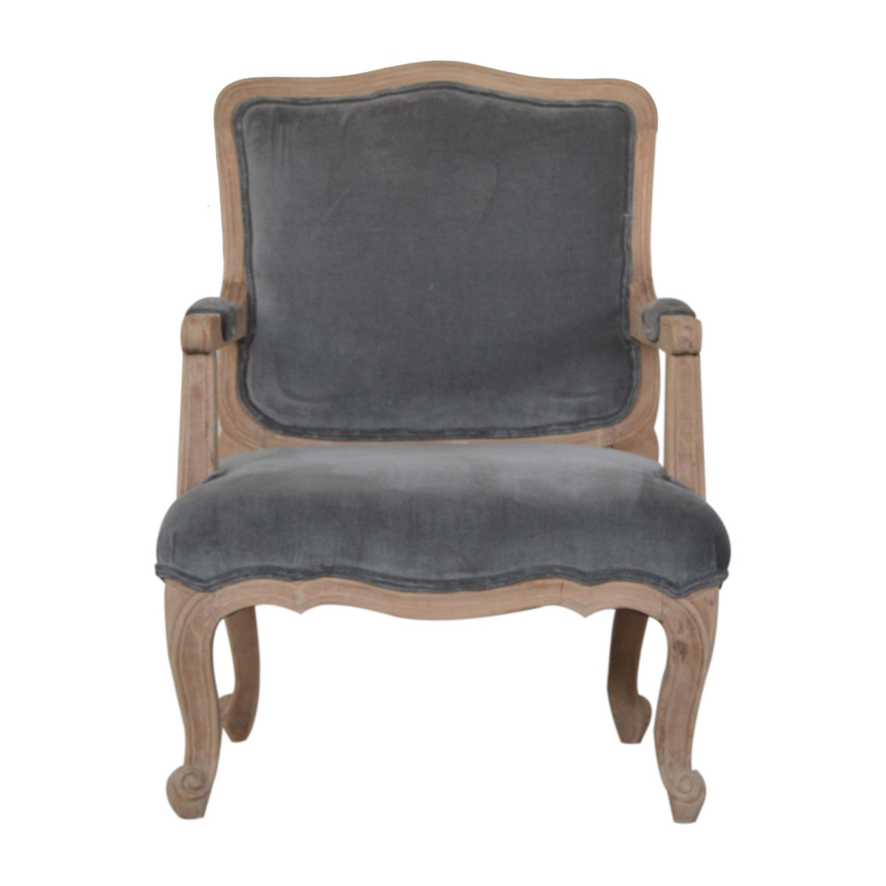Fauteuil de style français en velours gris
