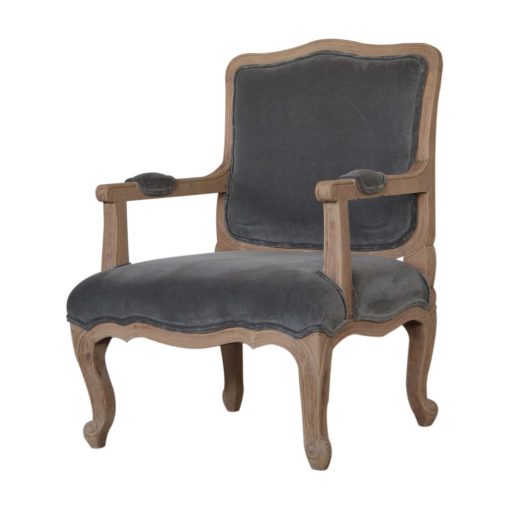 Fauteuil de style français en velours gris