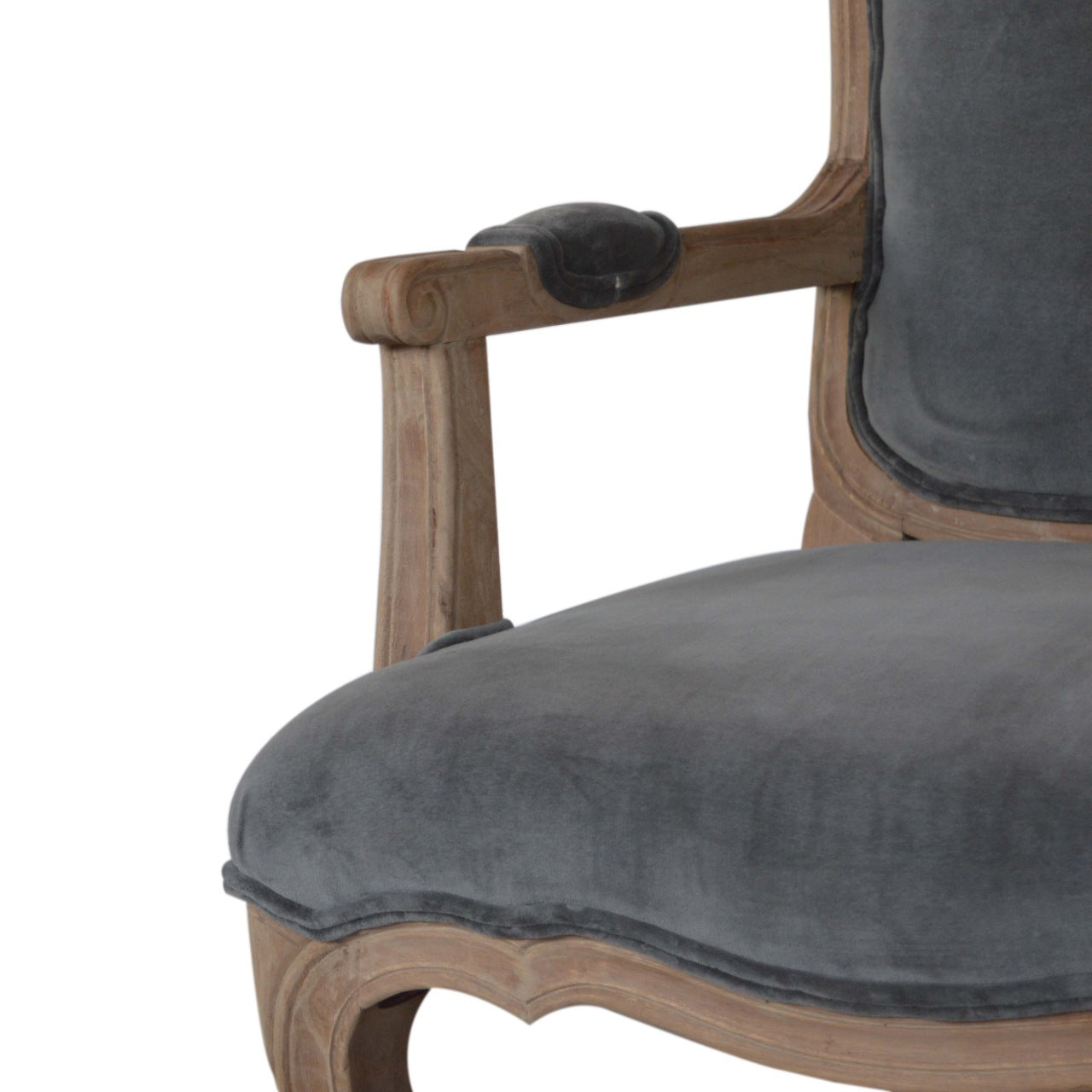 Fauteuil de style français en velours gris