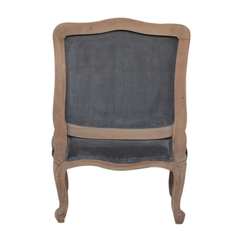 Fauteuil de style français en velours gris