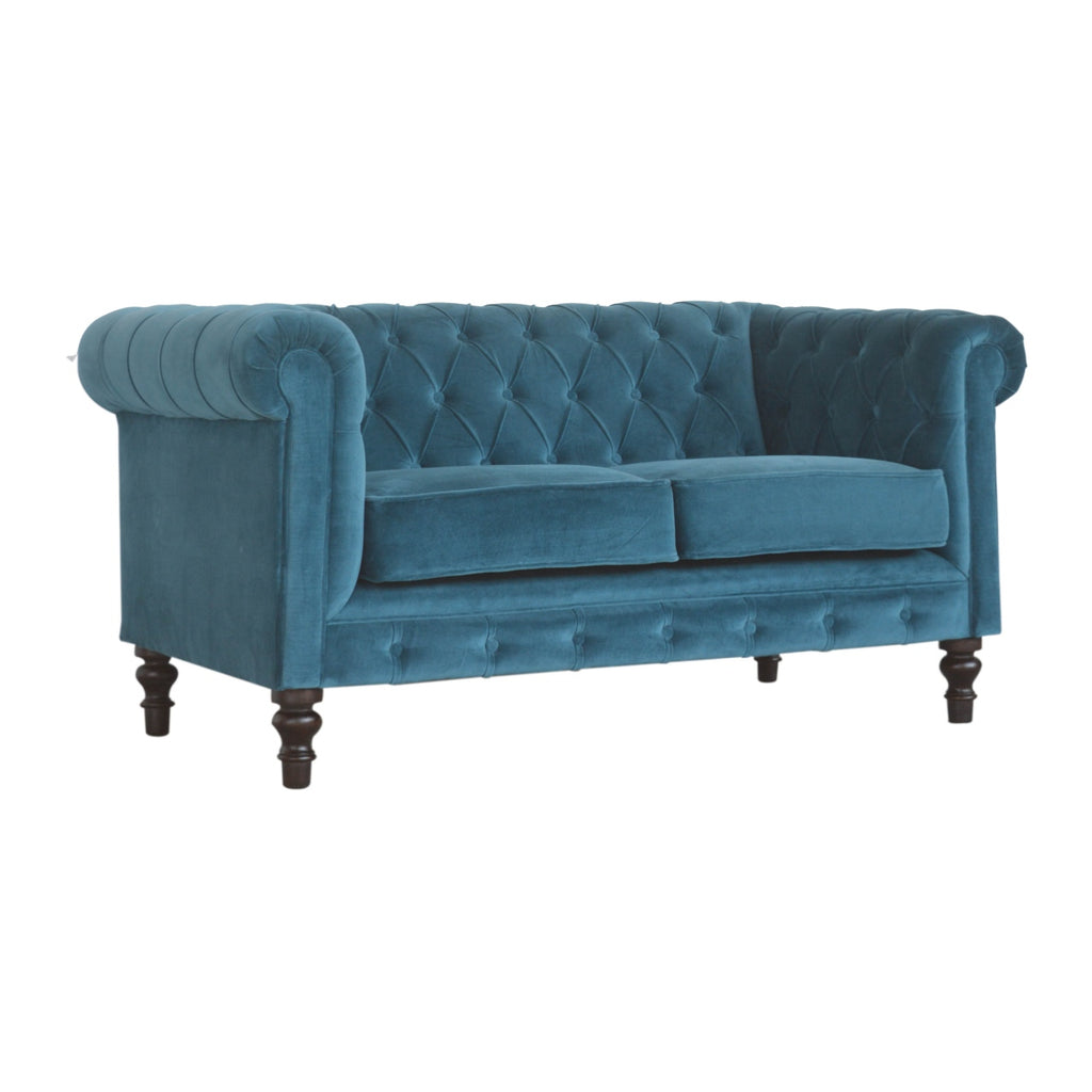 Canapé Chesterfield bleu sarcelle