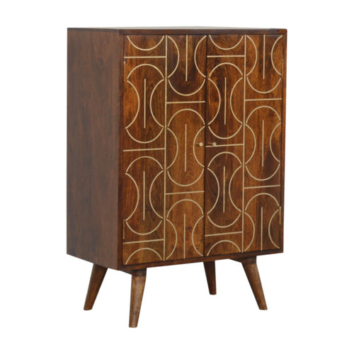 Armoire abstraite incrustée de châtaignier