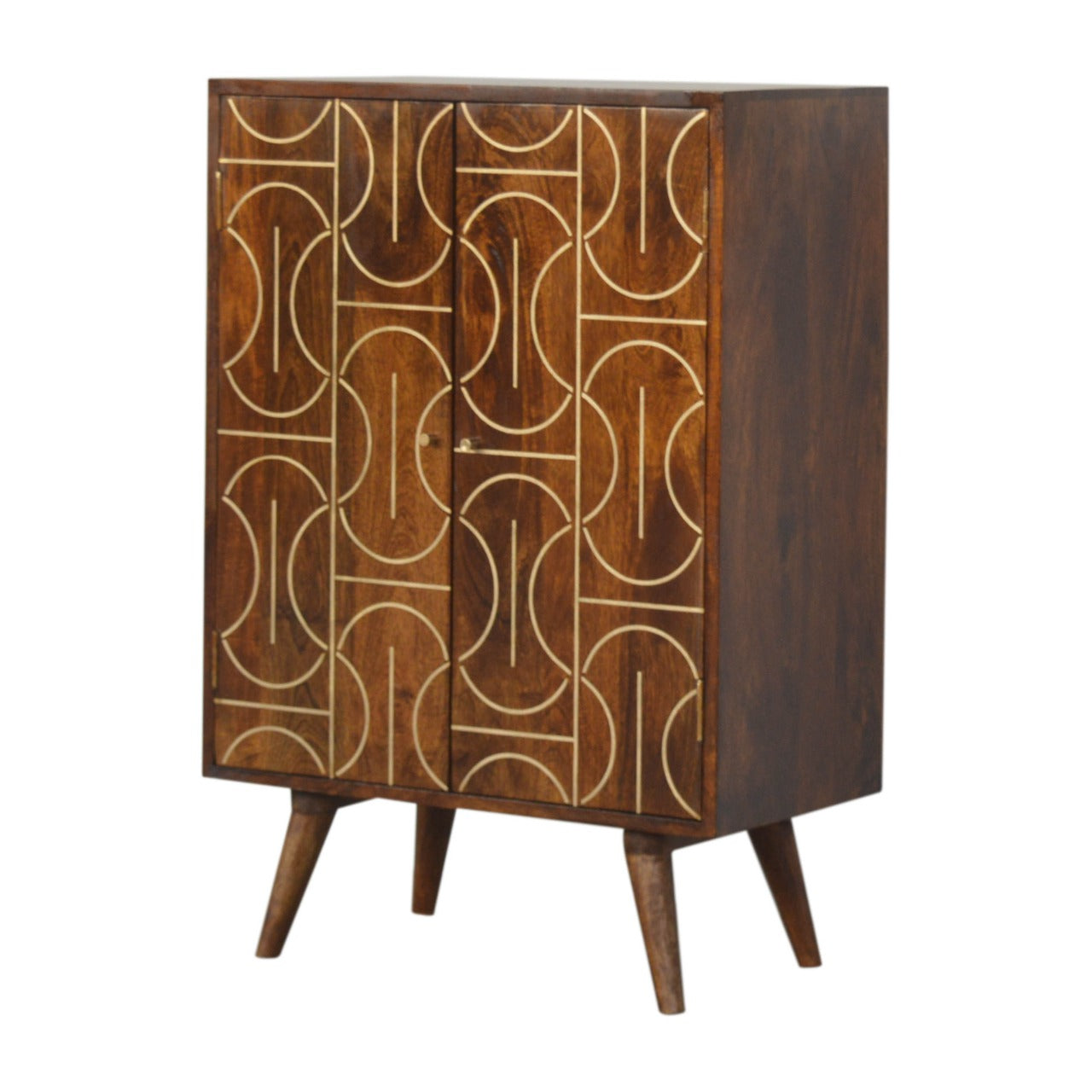 Armoire abstraite incrustée de châtaignier