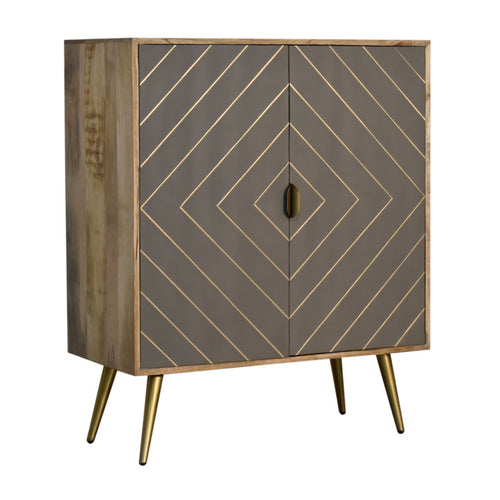 Armoire en ciment incrustée de laiton