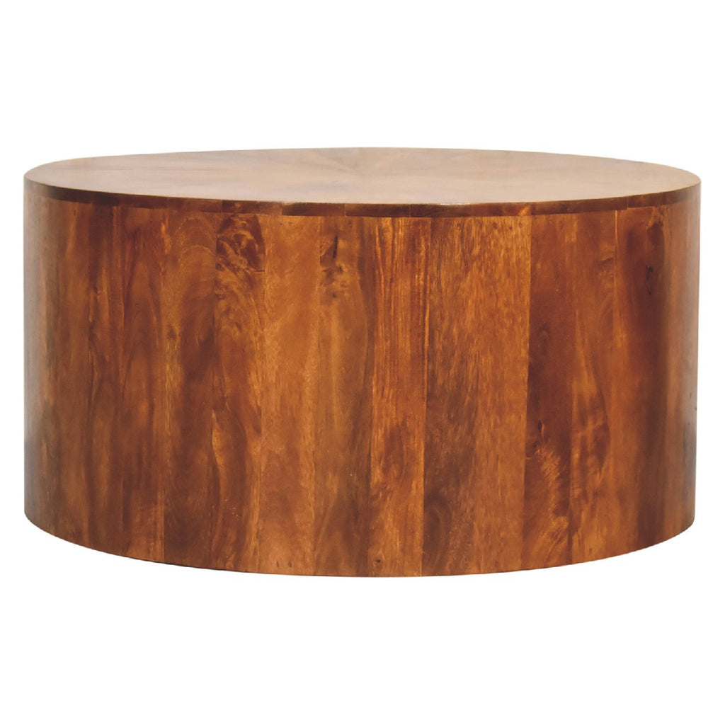 Table basse ronde en bois de châtaignier