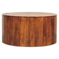 Table basse ronde en bois de châtaignier