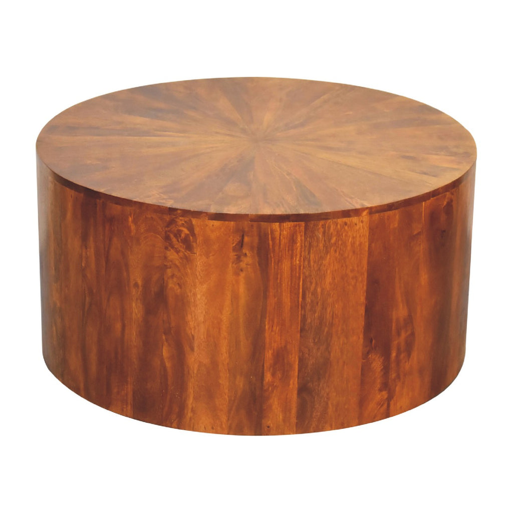 Table basse ronde en bois de châtaignier
