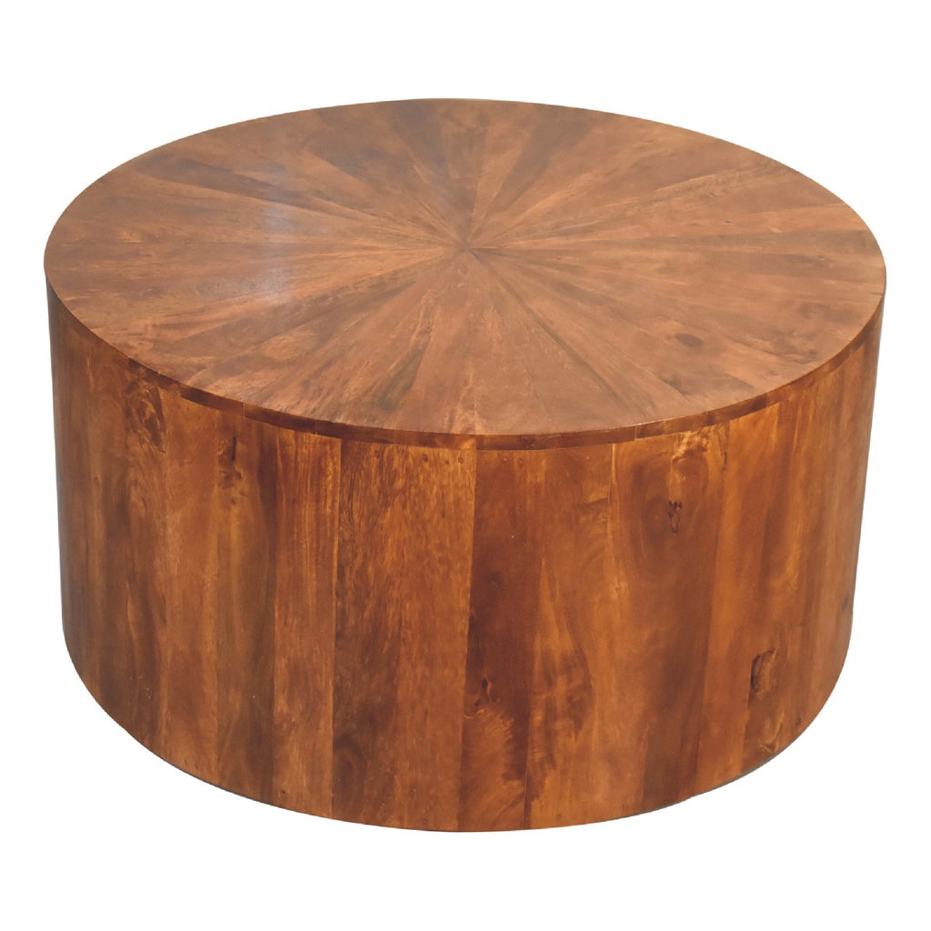 Table basse ronde en bois de châtaignier