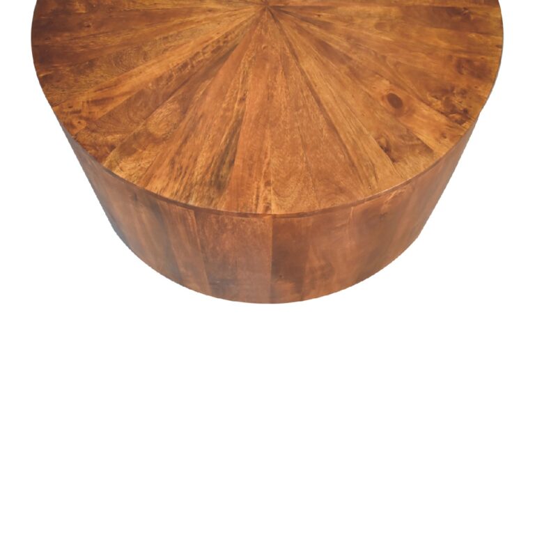 Table basse ronde en bois de châtaignier