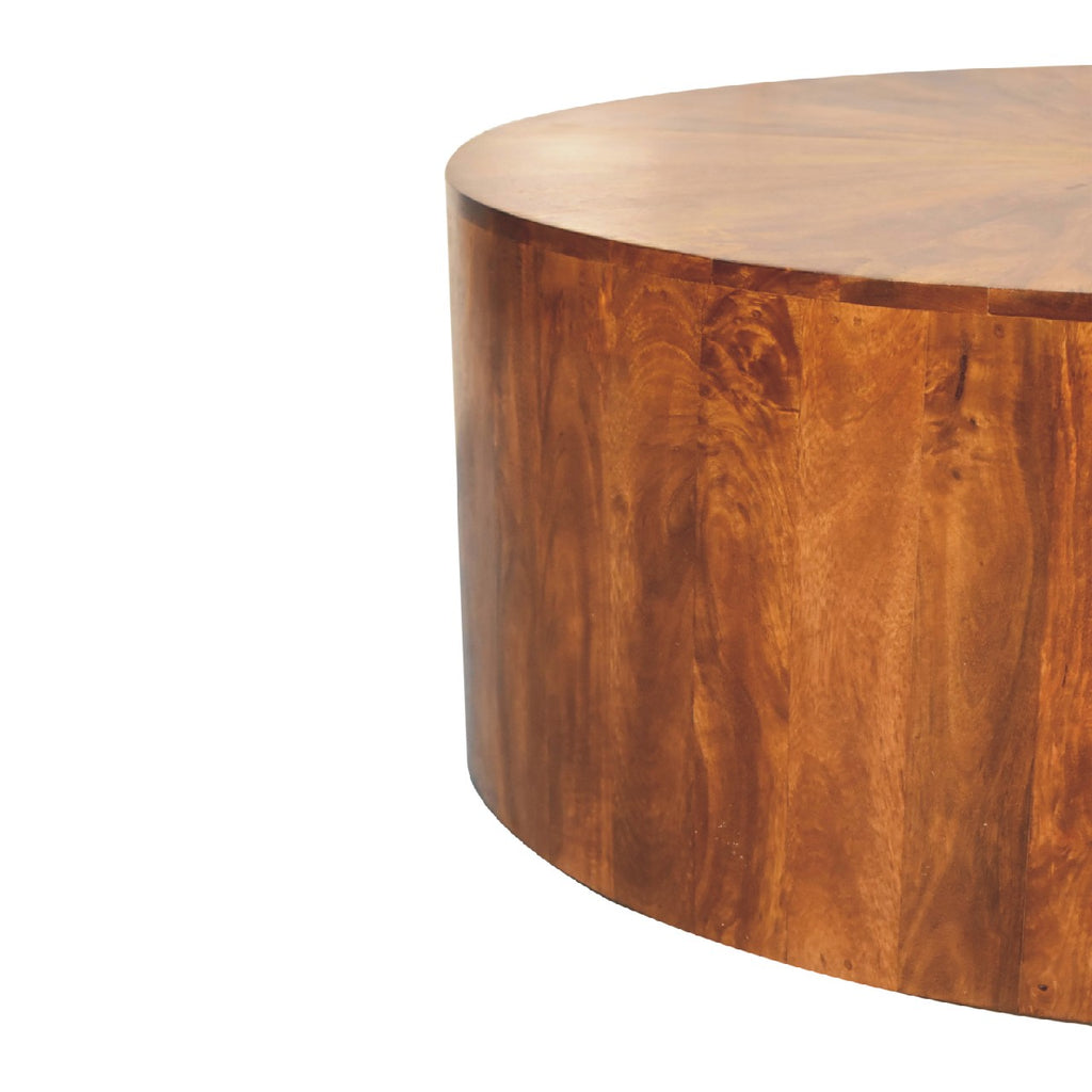 Table basse ronde en bois de châtaignier