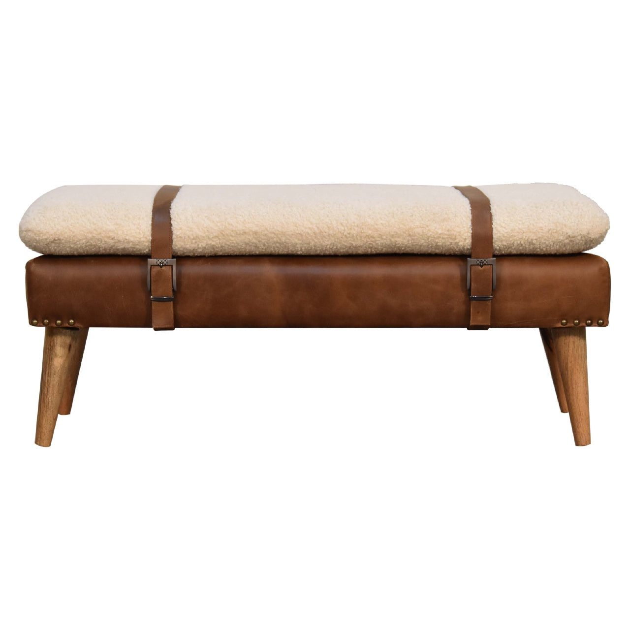 Banc en cuir bouclé de buffle