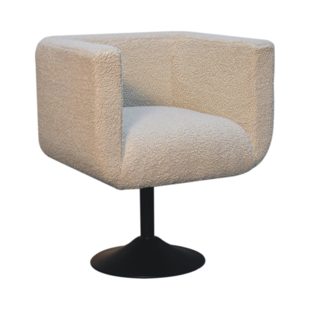 Fauteuil pivotant en bouclette crème