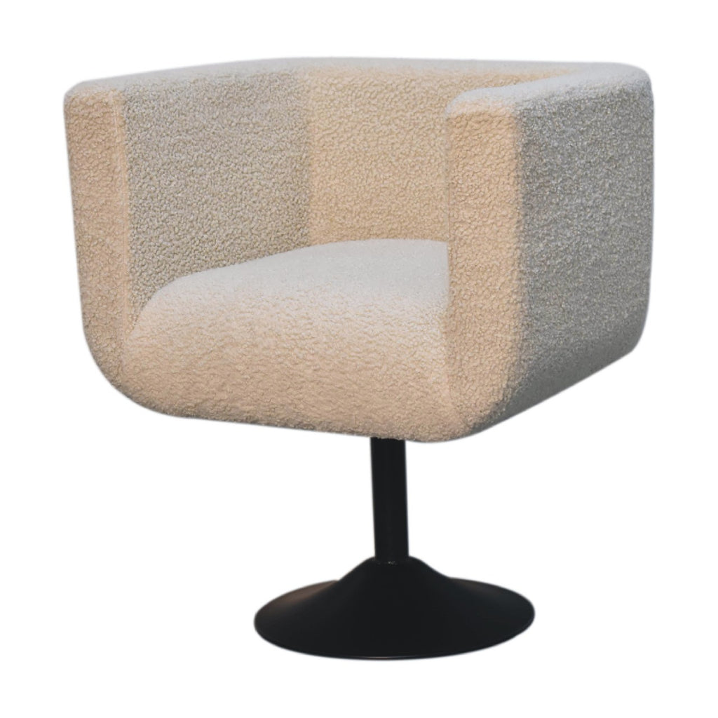 Fauteuil pivotant en bouclette crème