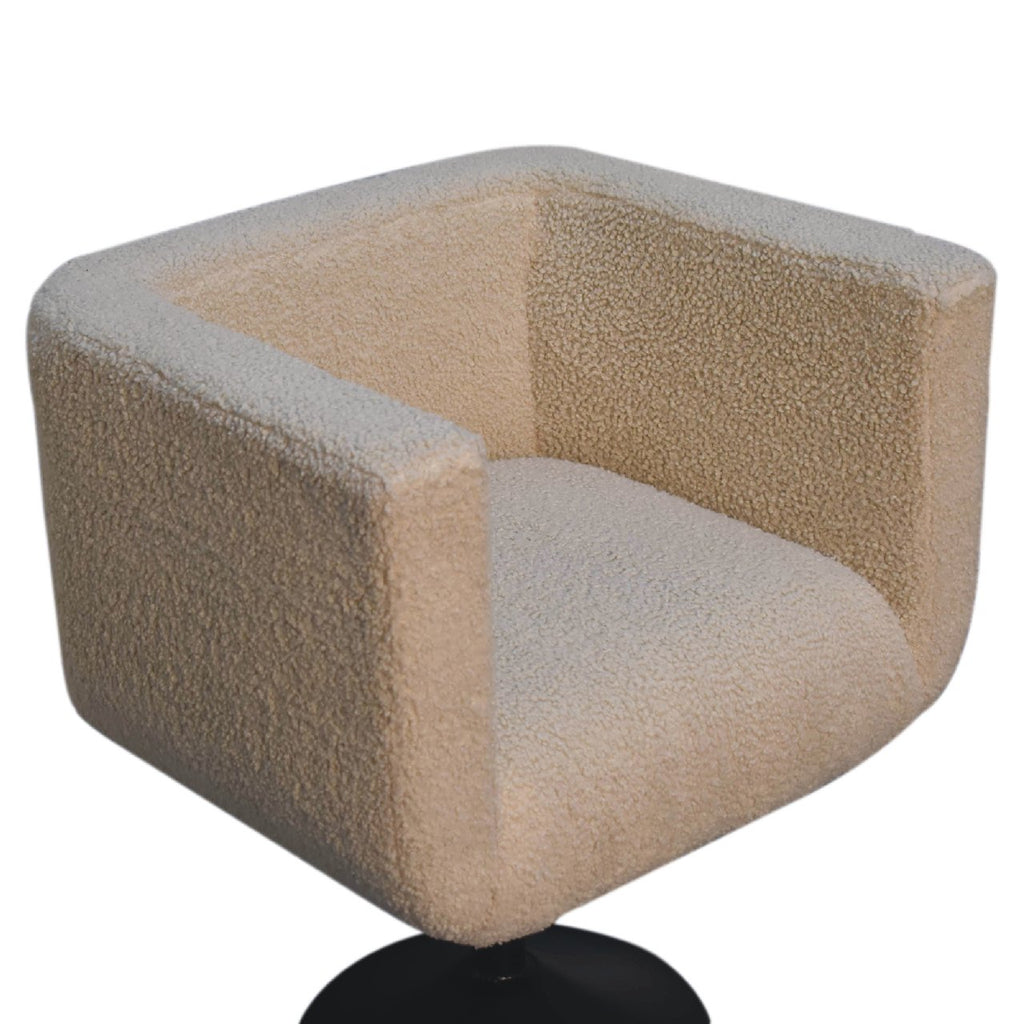 Fauteuil pivotant en bouclette crème