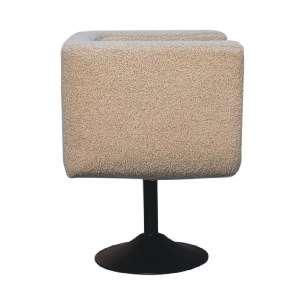 Fauteuil pivotant en bouclette crème