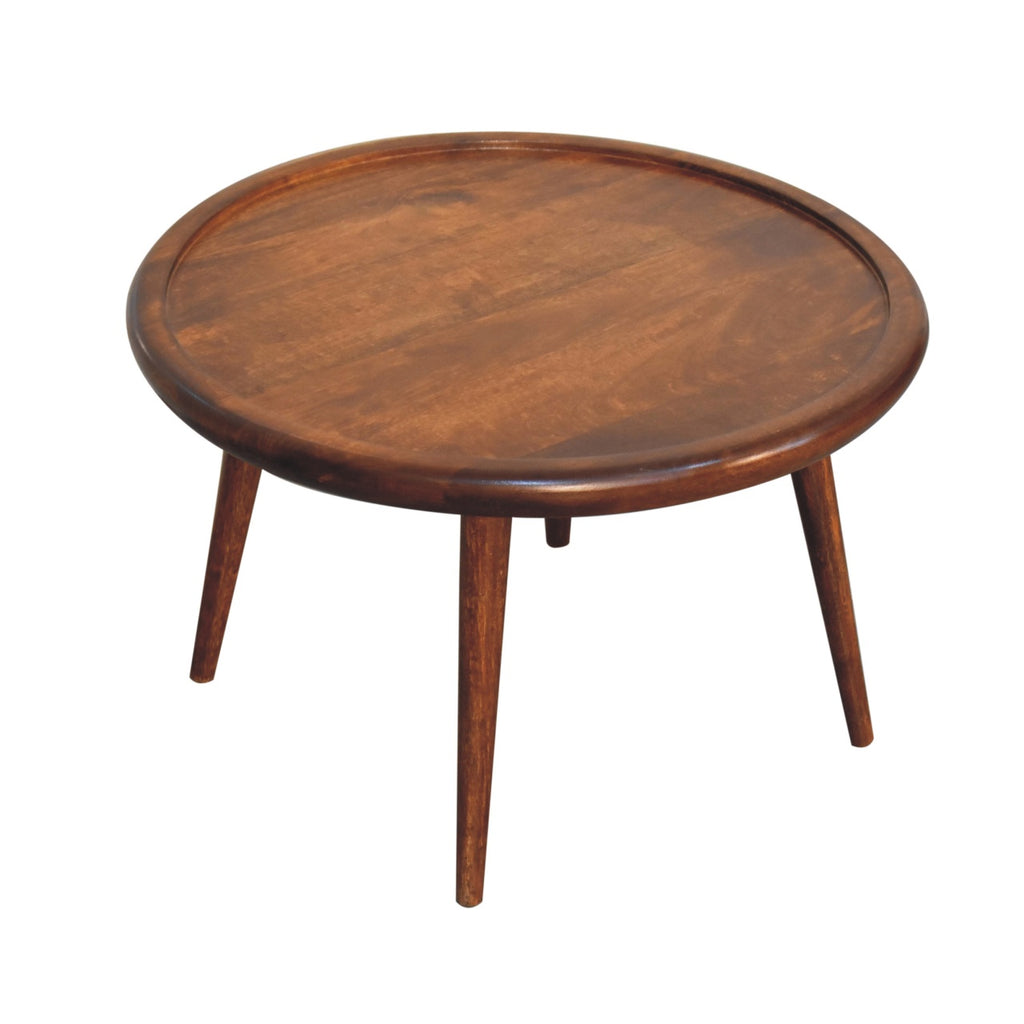 Table basse en assiette châtaigne