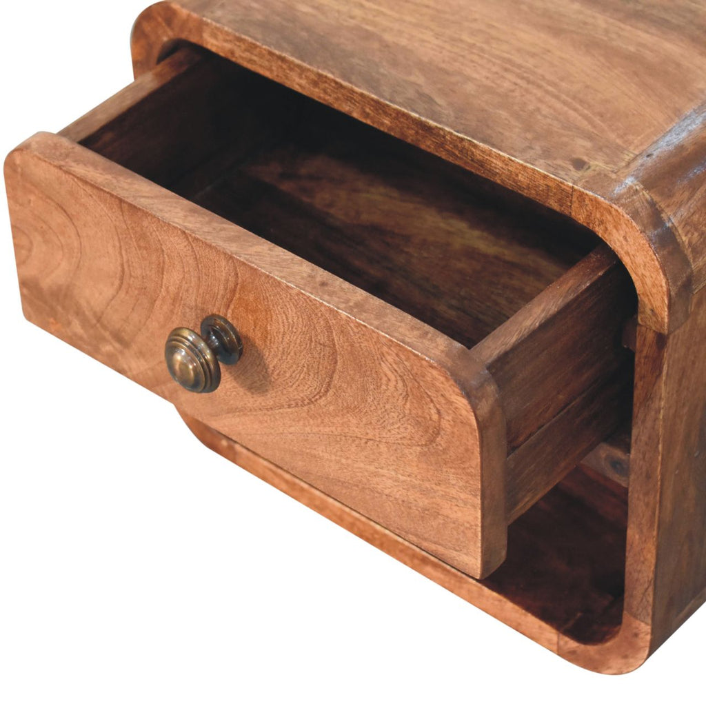 Mini table de chevet murale au miel et caramel avec fente ouverte
