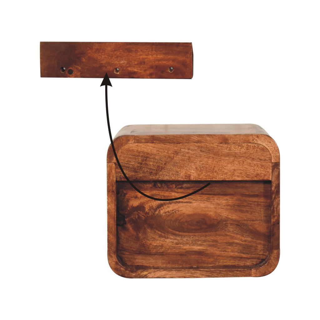 Mini table de chevet murale au miel et caramel avec fente ouverte