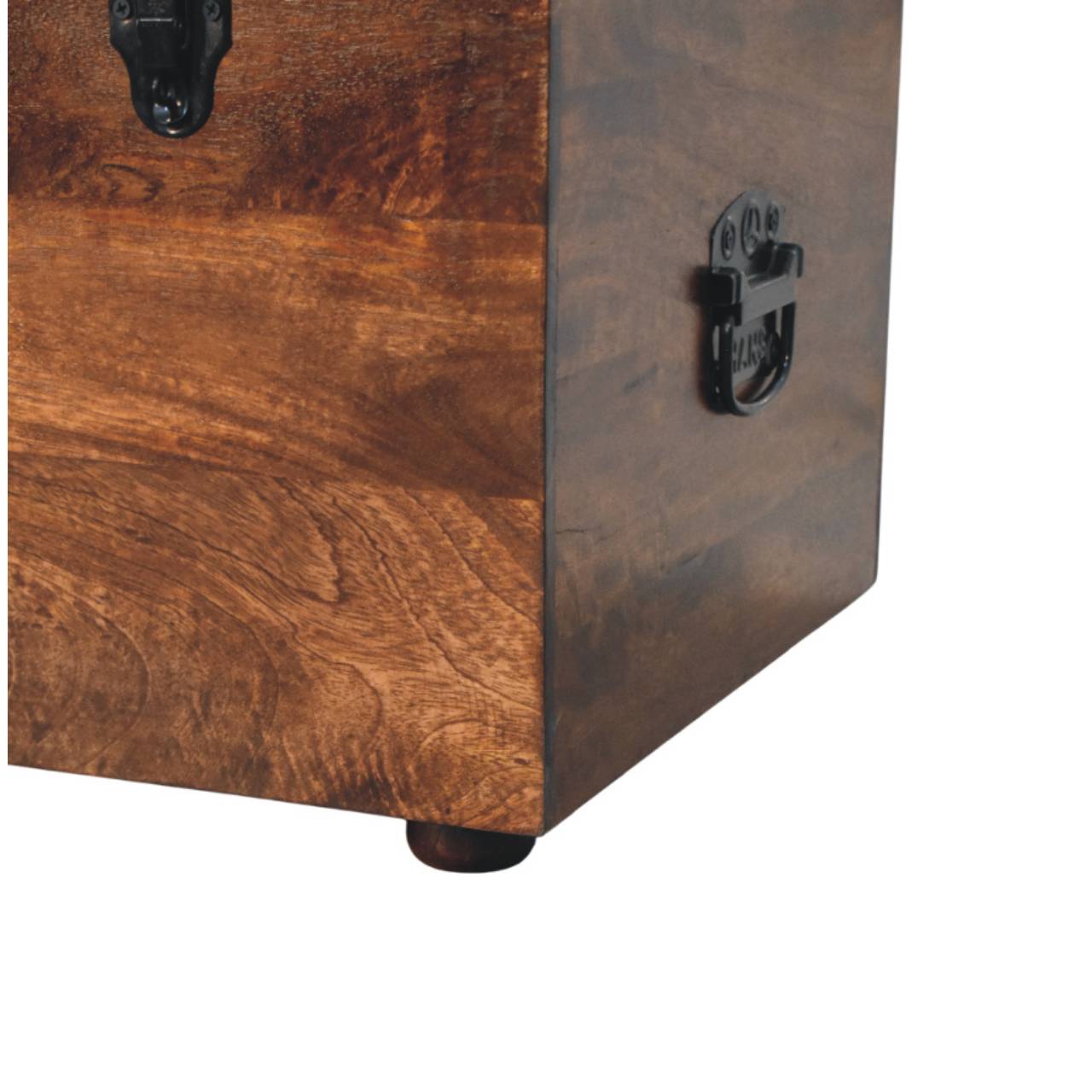 Coffre de rangement en cuir de buffle noir