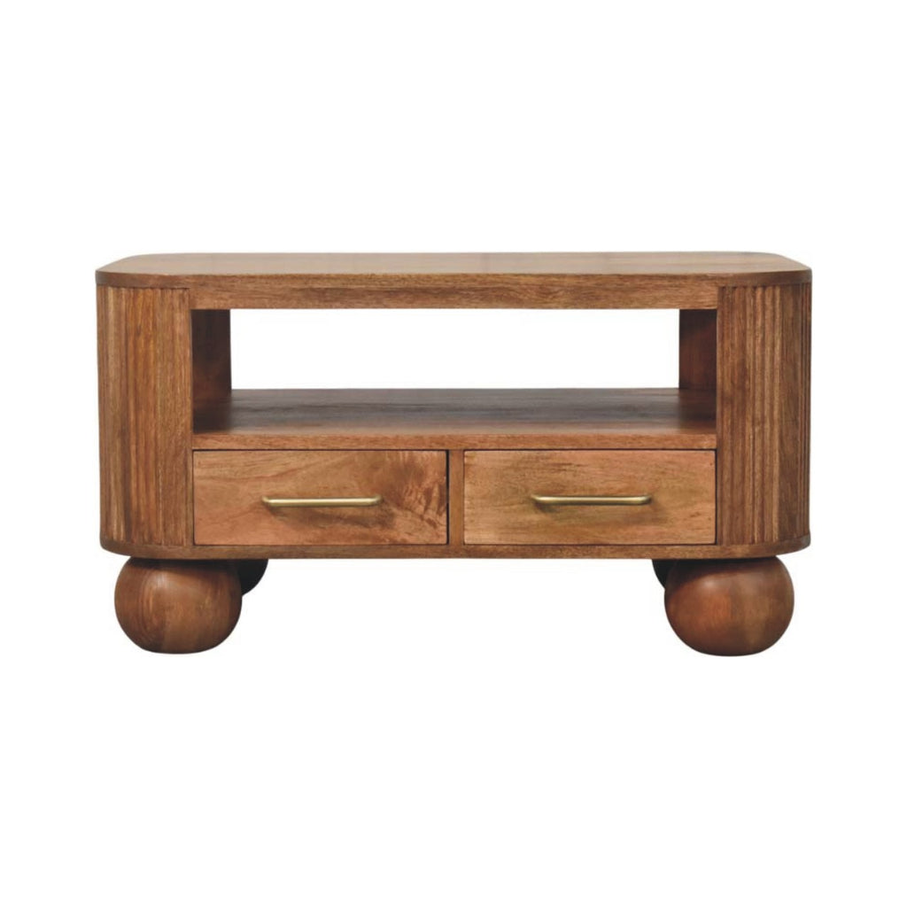 Table basse cannelée en bruyère
