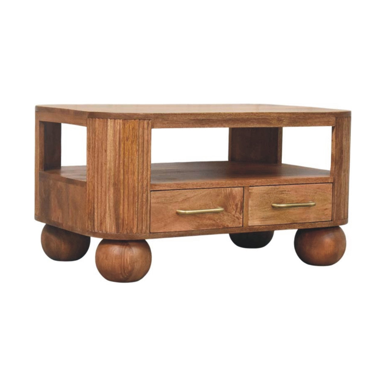 Table basse cannelée en bruyère