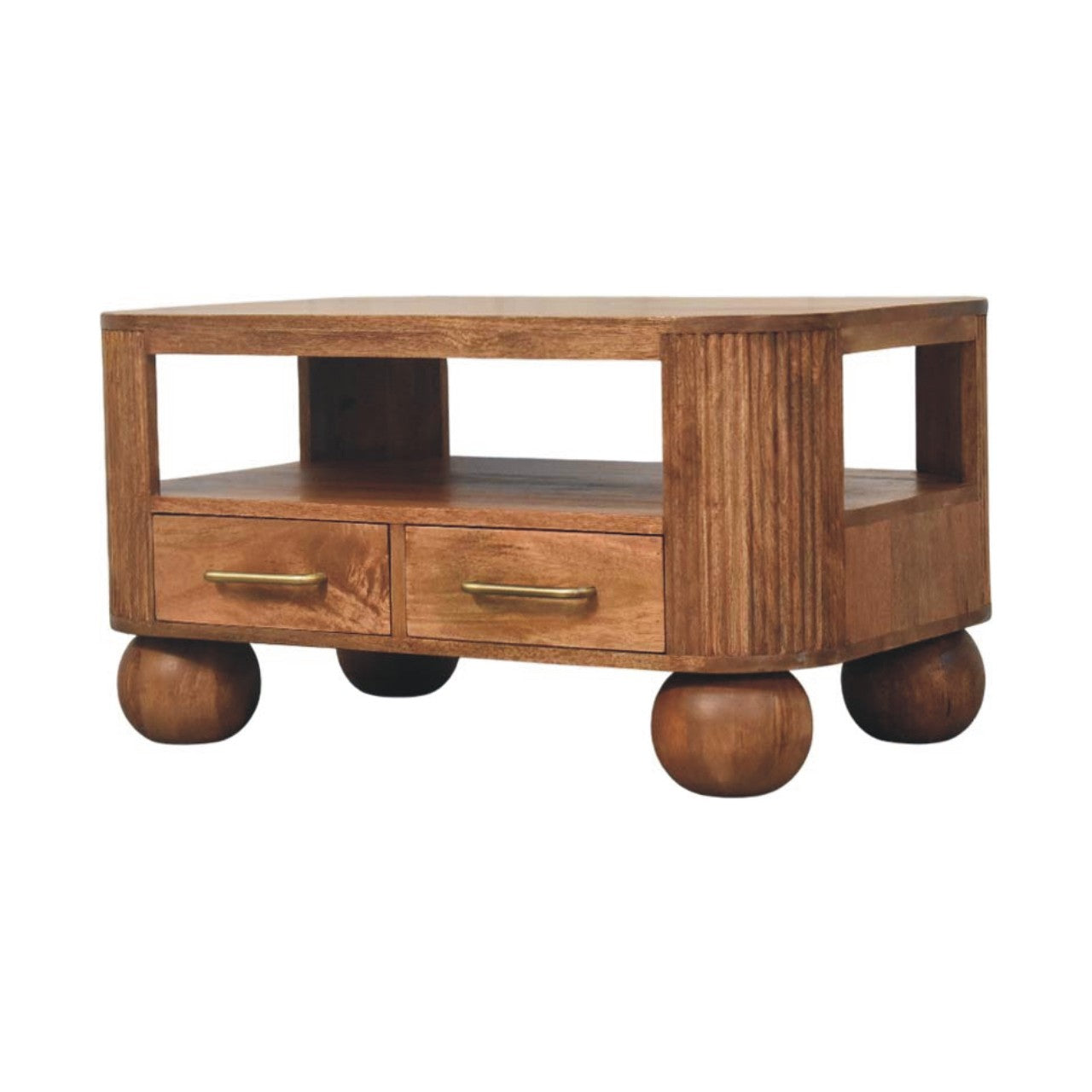 Table basse cannelée en bruyère