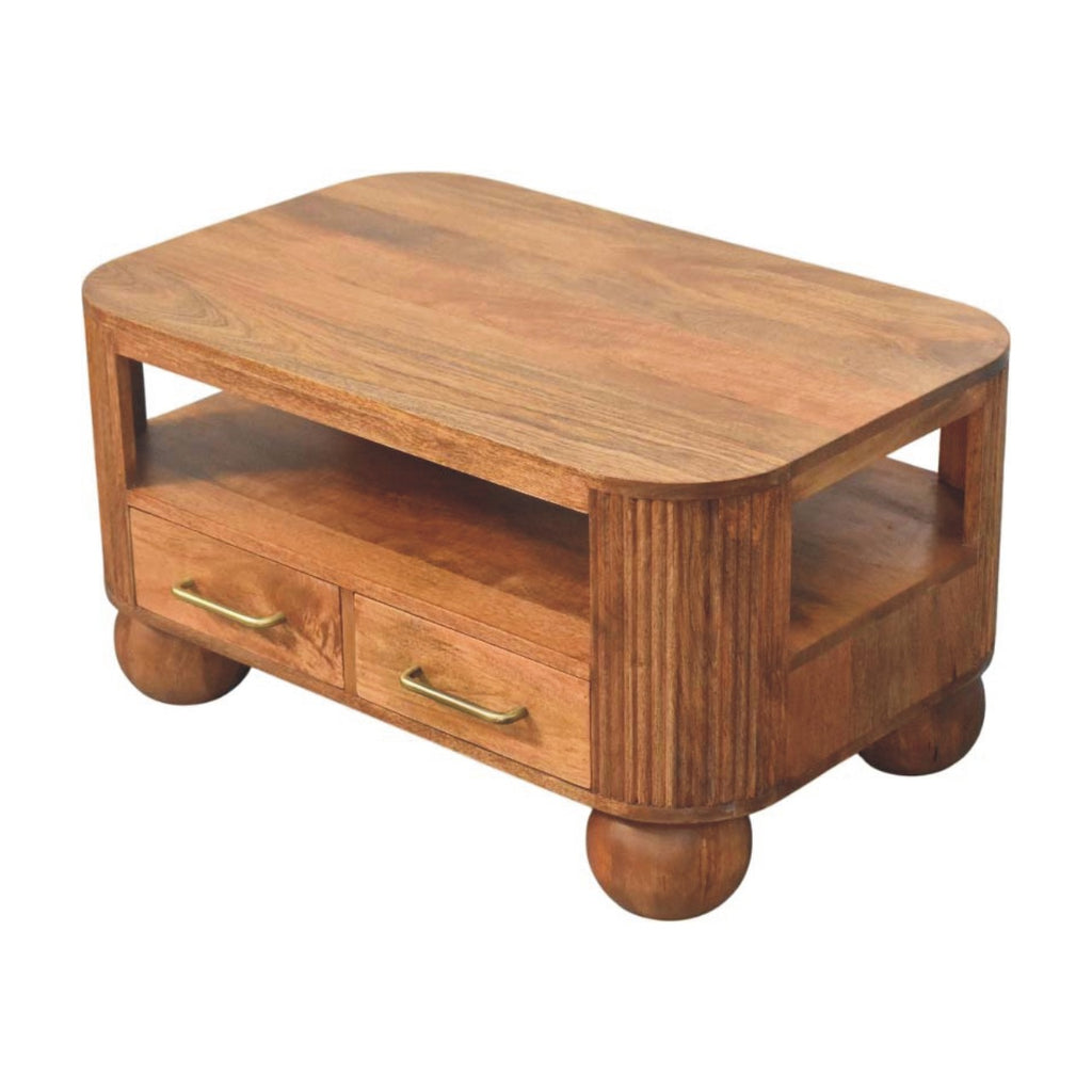 Table basse cannelée en bruyère