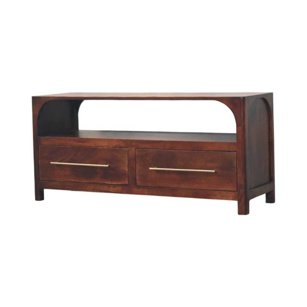 Meuble TV à deux tiroirs à bords arqués