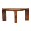 Table basse demi-lune en chêne ambré