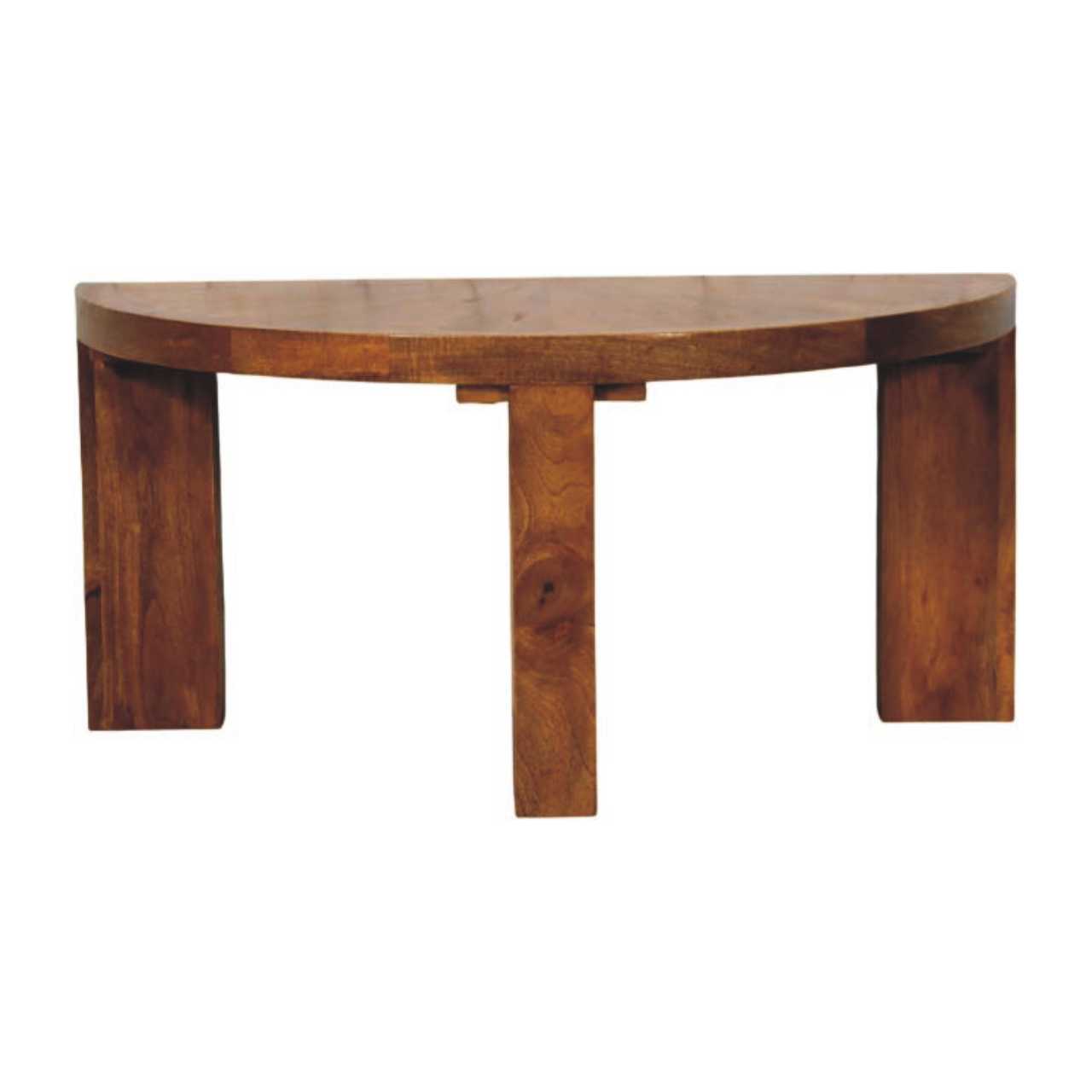 Table basse demi-lune en chêne ambré