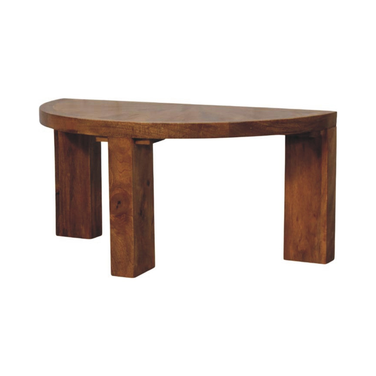 Table basse demi-lune en chêne ambré