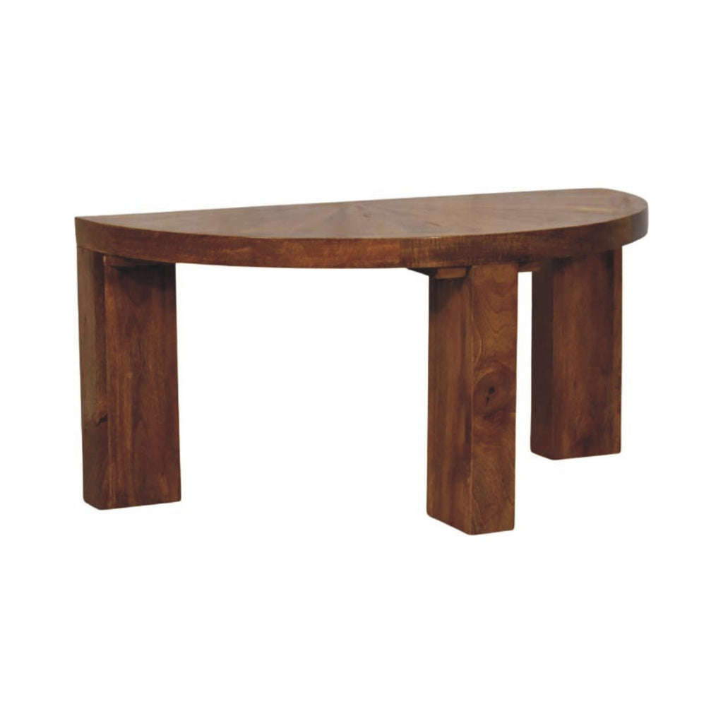 Table basse demi-lune en chêne ambré