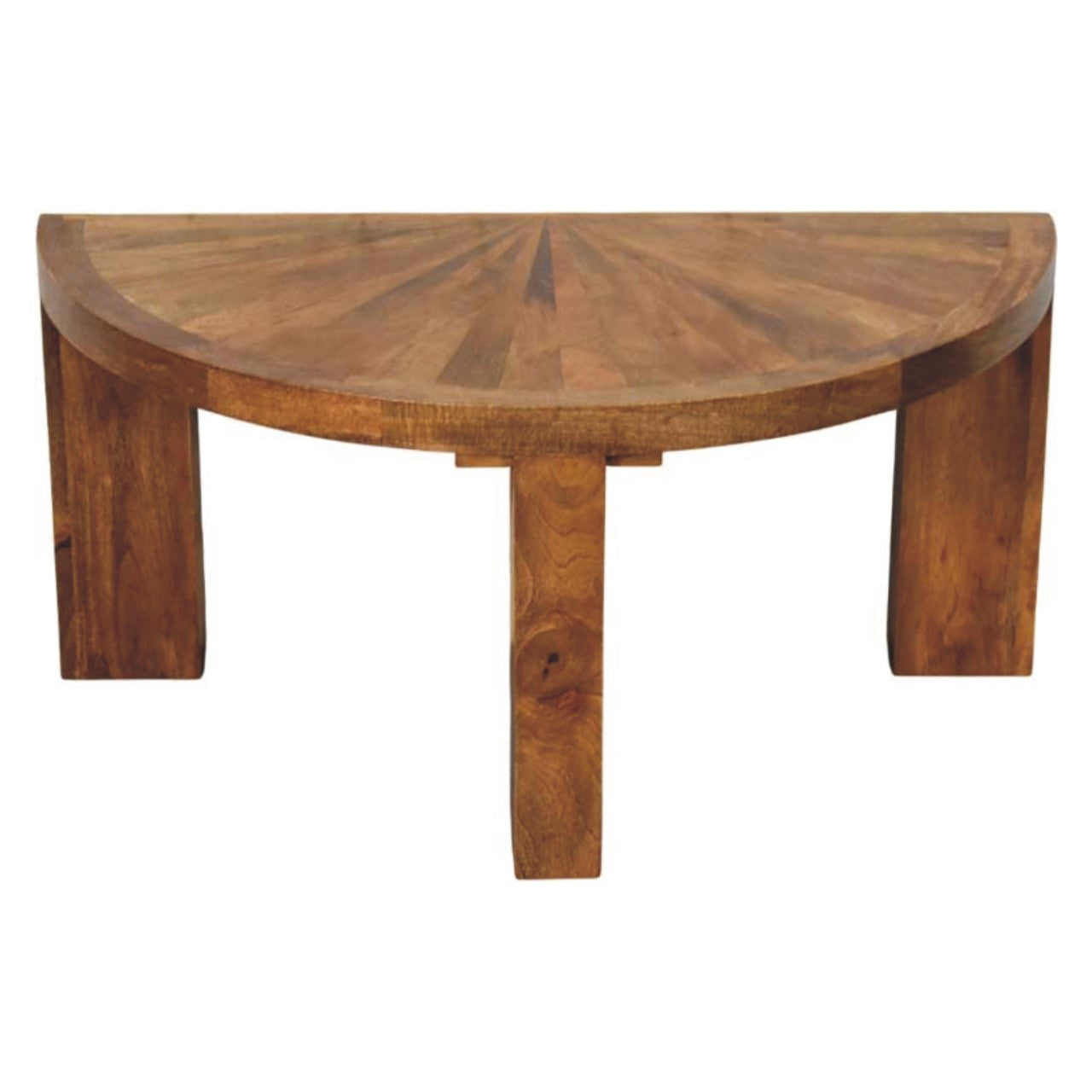 Table basse demi-lune en chêne ambré