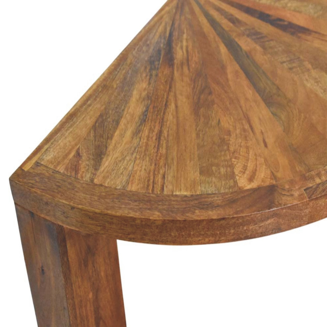 Table basse demi-lune en chêne ambré